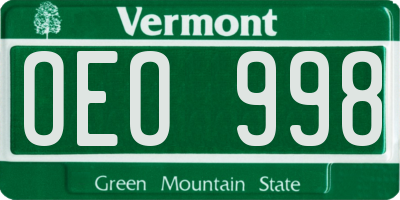 VT license plate OEO998