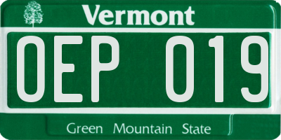 VT license plate OEP019