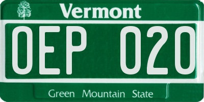 VT license plate OEP020