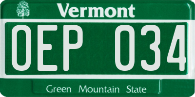 VT license plate OEP034
