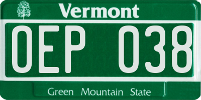 VT license plate OEP038