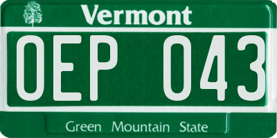 VT license plate OEP043