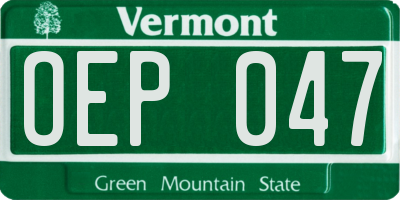 VT license plate OEP047