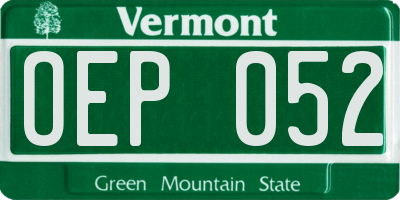 VT license plate OEP052