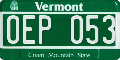 VT license plate OEP053