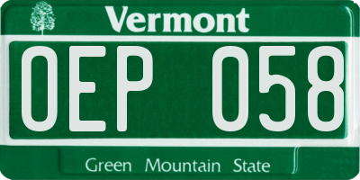 VT license plate OEP058