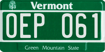 VT license plate OEP061