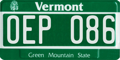 VT license plate OEP086