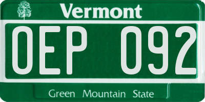 VT license plate OEP092