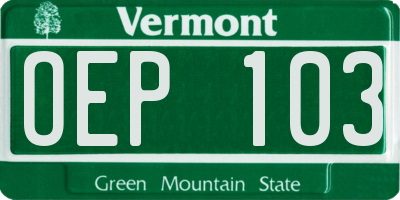 VT license plate OEP103