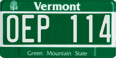 VT license plate OEP114