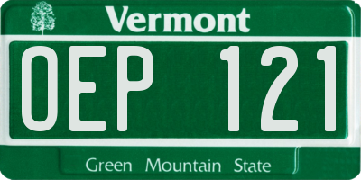 VT license plate OEP121
