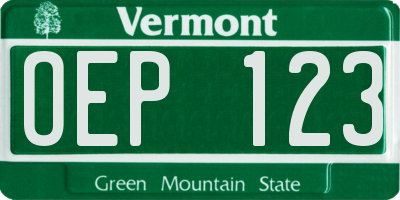 VT license plate OEP123