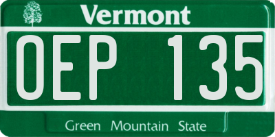 VT license plate OEP135