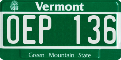 VT license plate OEP136