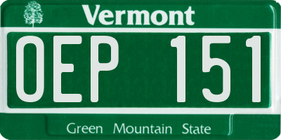 VT license plate OEP151
