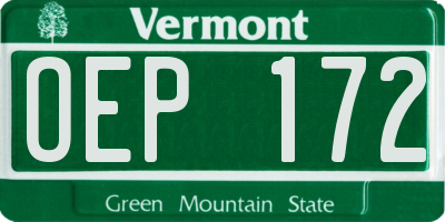 VT license plate OEP172