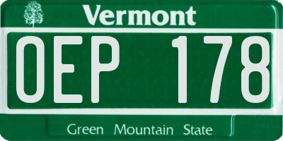 VT license plate OEP178