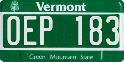 VT license plate OEP183