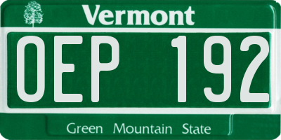 VT license plate OEP192