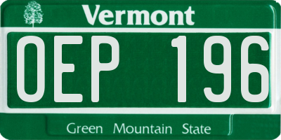 VT license plate OEP196