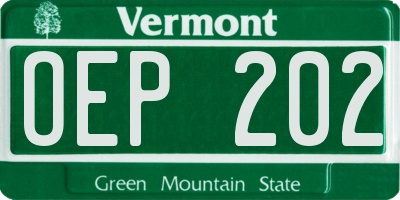 VT license plate OEP202