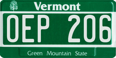 VT license plate OEP206