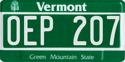 VT license plate OEP207