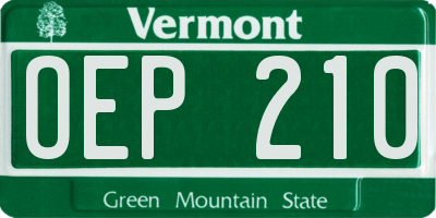 VT license plate OEP210