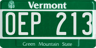 VT license plate OEP213