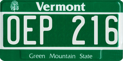 VT license plate OEP216