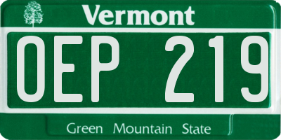 VT license plate OEP219