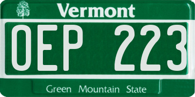VT license plate OEP223