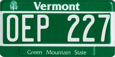 VT license plate OEP227