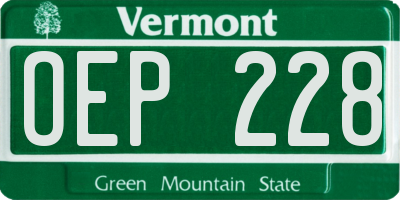 VT license plate OEP228