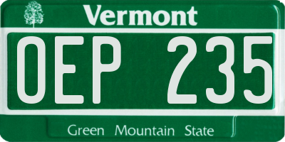VT license plate OEP235