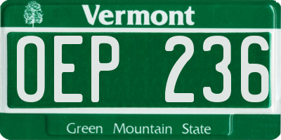 VT license plate OEP236