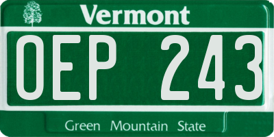 VT license plate OEP243