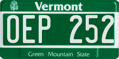 VT license plate OEP252