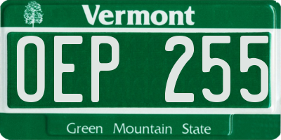 VT license plate OEP255