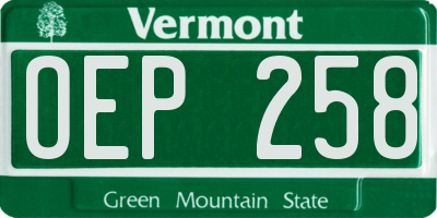 VT license plate OEP258