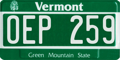 VT license plate OEP259