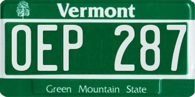 VT license plate OEP287