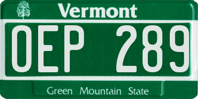 VT license plate OEP289