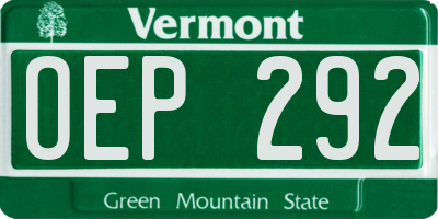 VT license plate OEP292