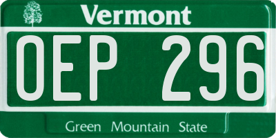 VT license plate OEP296