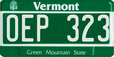 VT license plate OEP323