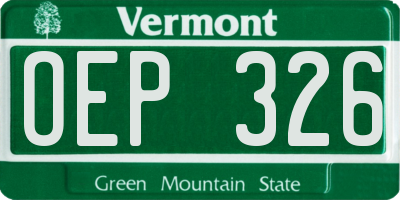 VT license plate OEP326