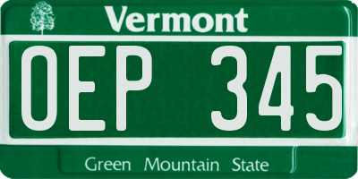 VT license plate OEP345