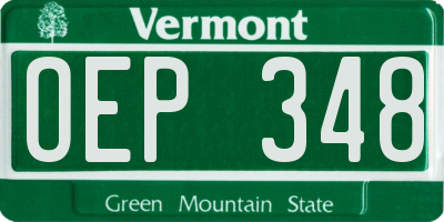 VT license plate OEP348